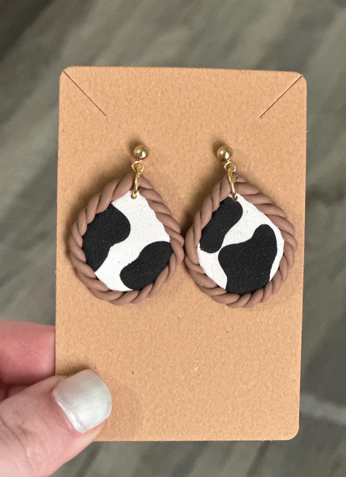 Western cow print dangle