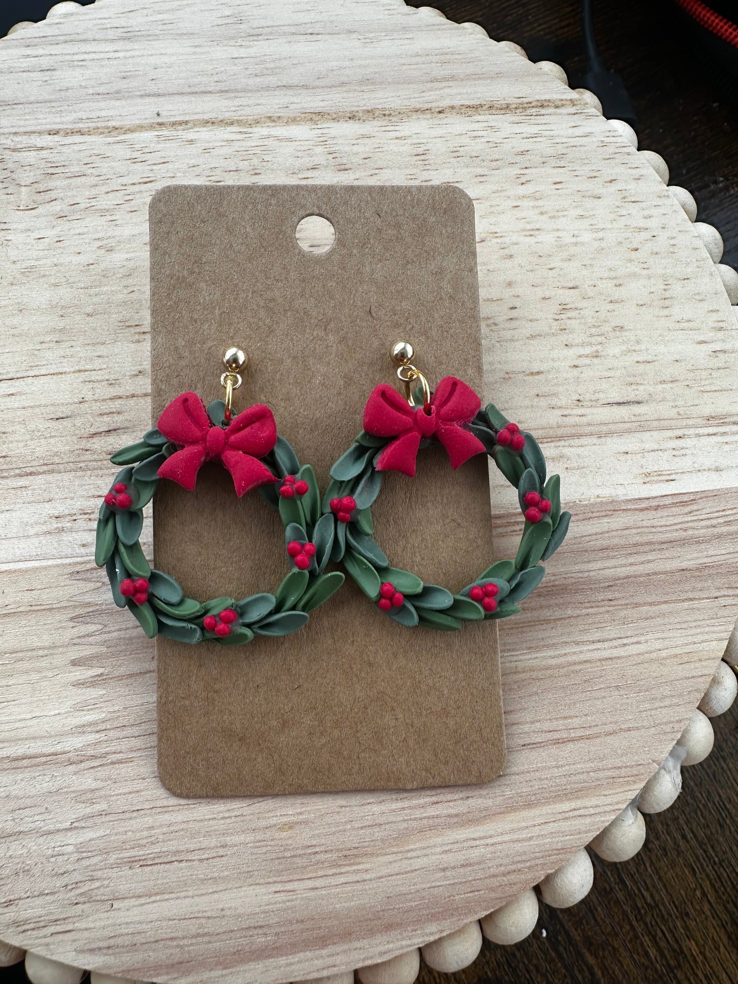Holly wreath dangle