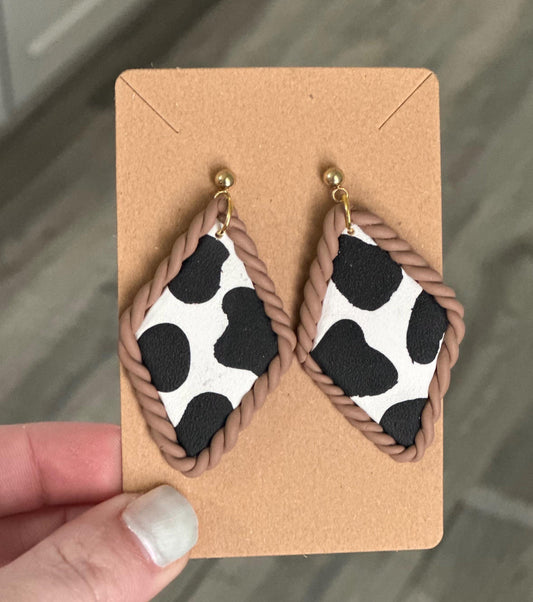 Western cow print dangle