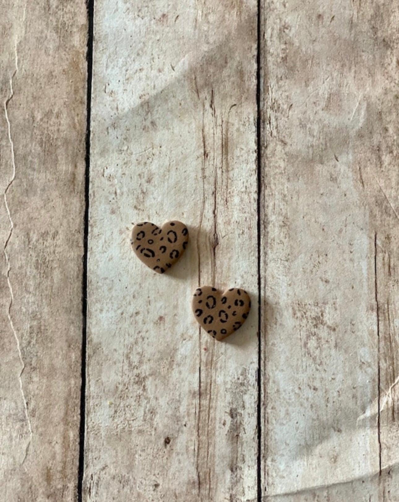 Leopard Heart Studs