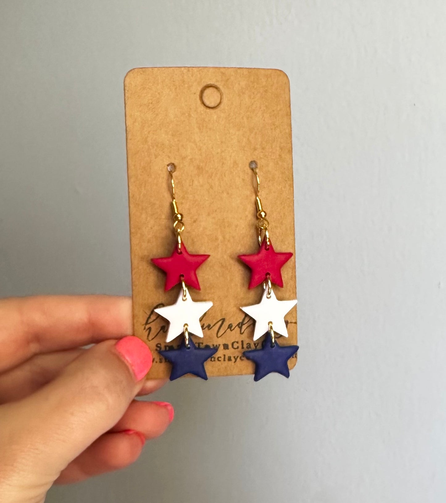 Red white and blue star dangle