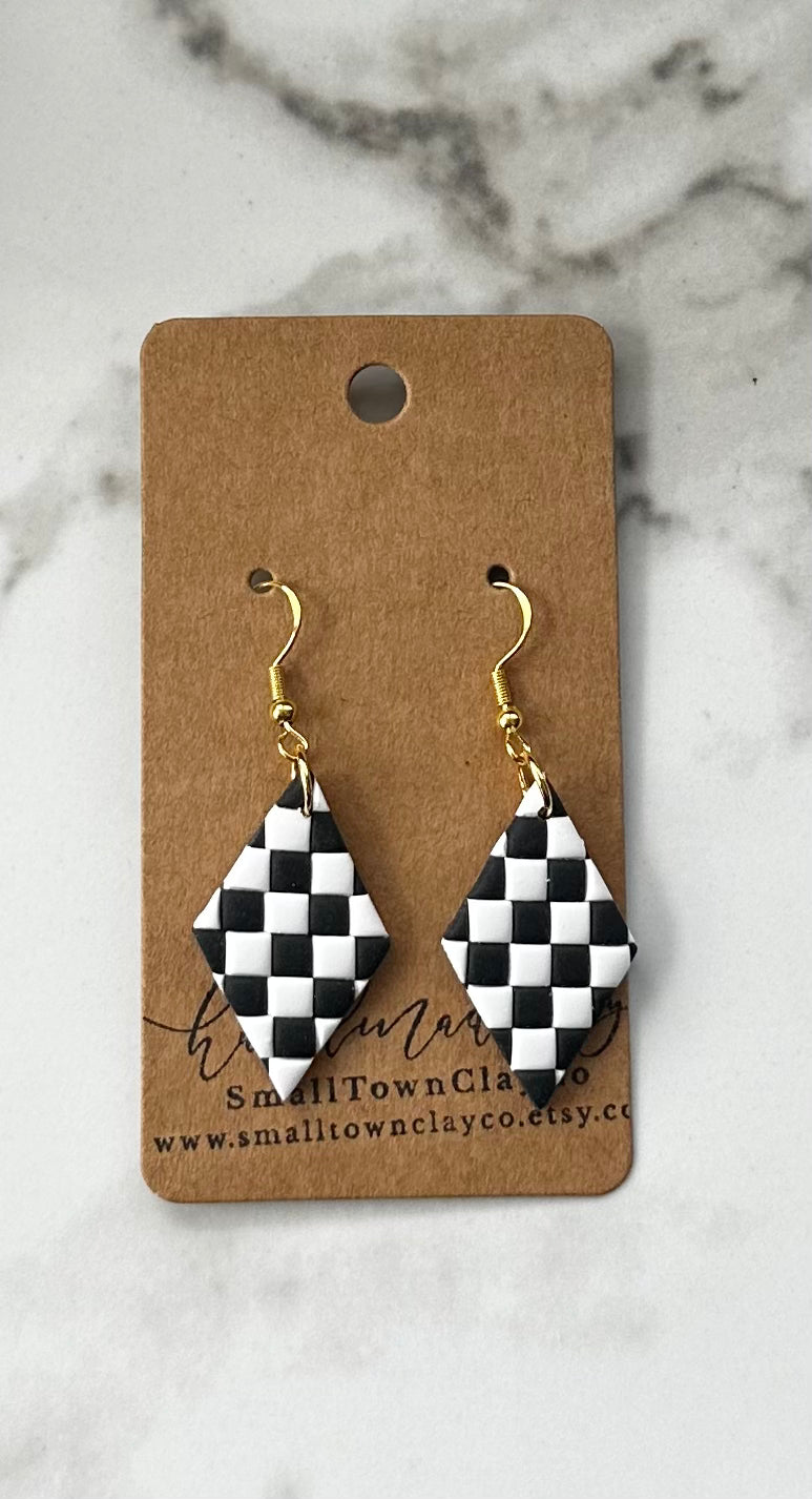 Checkered Diamond Dangle