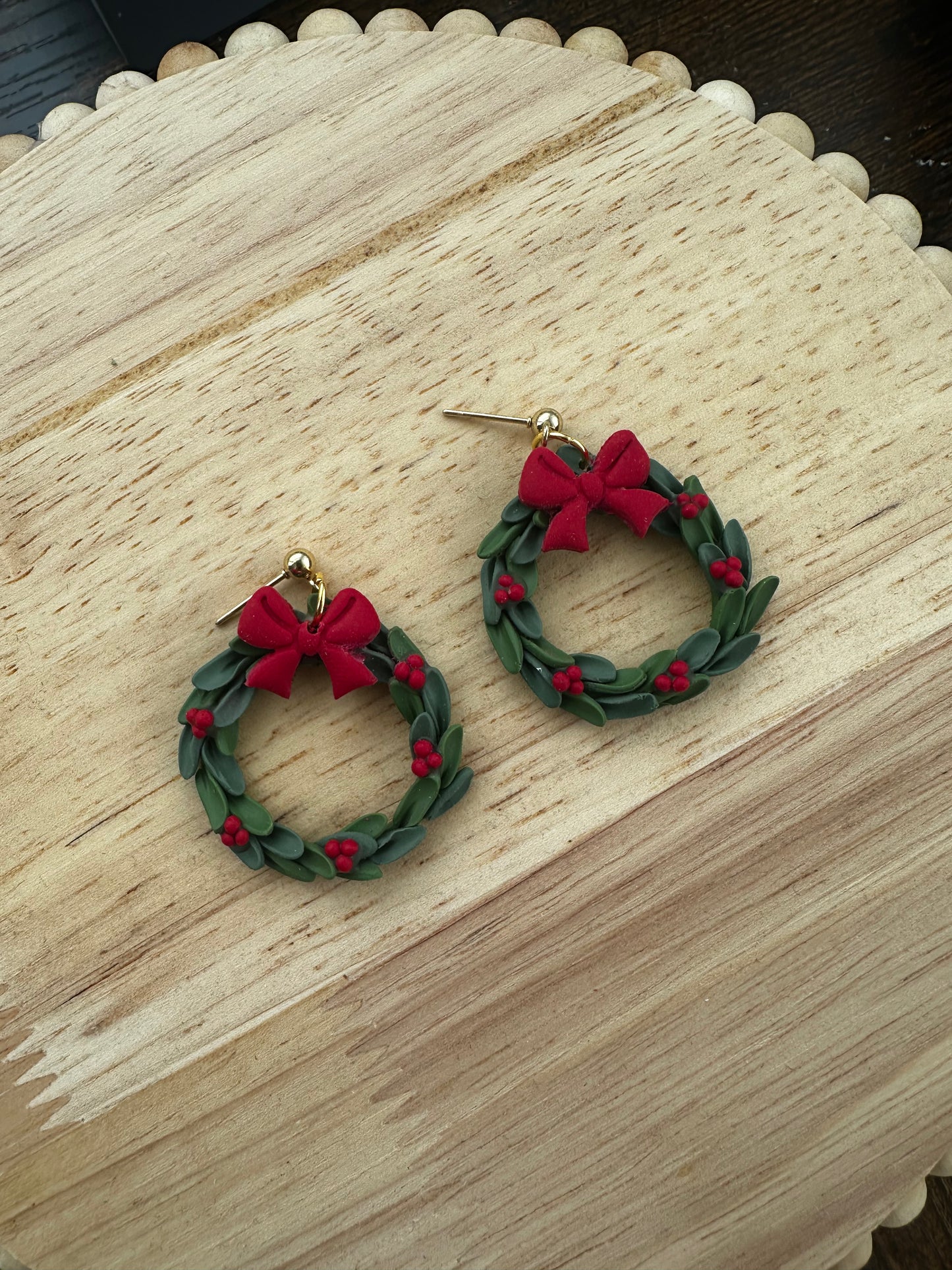 Holly wreath dangle